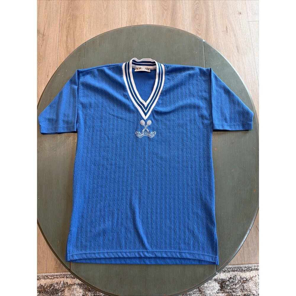 Vintage Michael Carrie Blue Tennis Classics V-Neck‎ Knit Top Women’s M/L